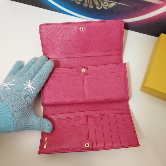Authentic Fendi Zucca Trifold pink Interior wallet - Picture 8 of 12